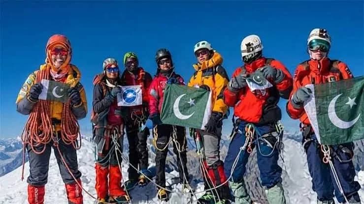 AI-generated illustration: Pakistani Women Break Records on Khusar Gang Peak