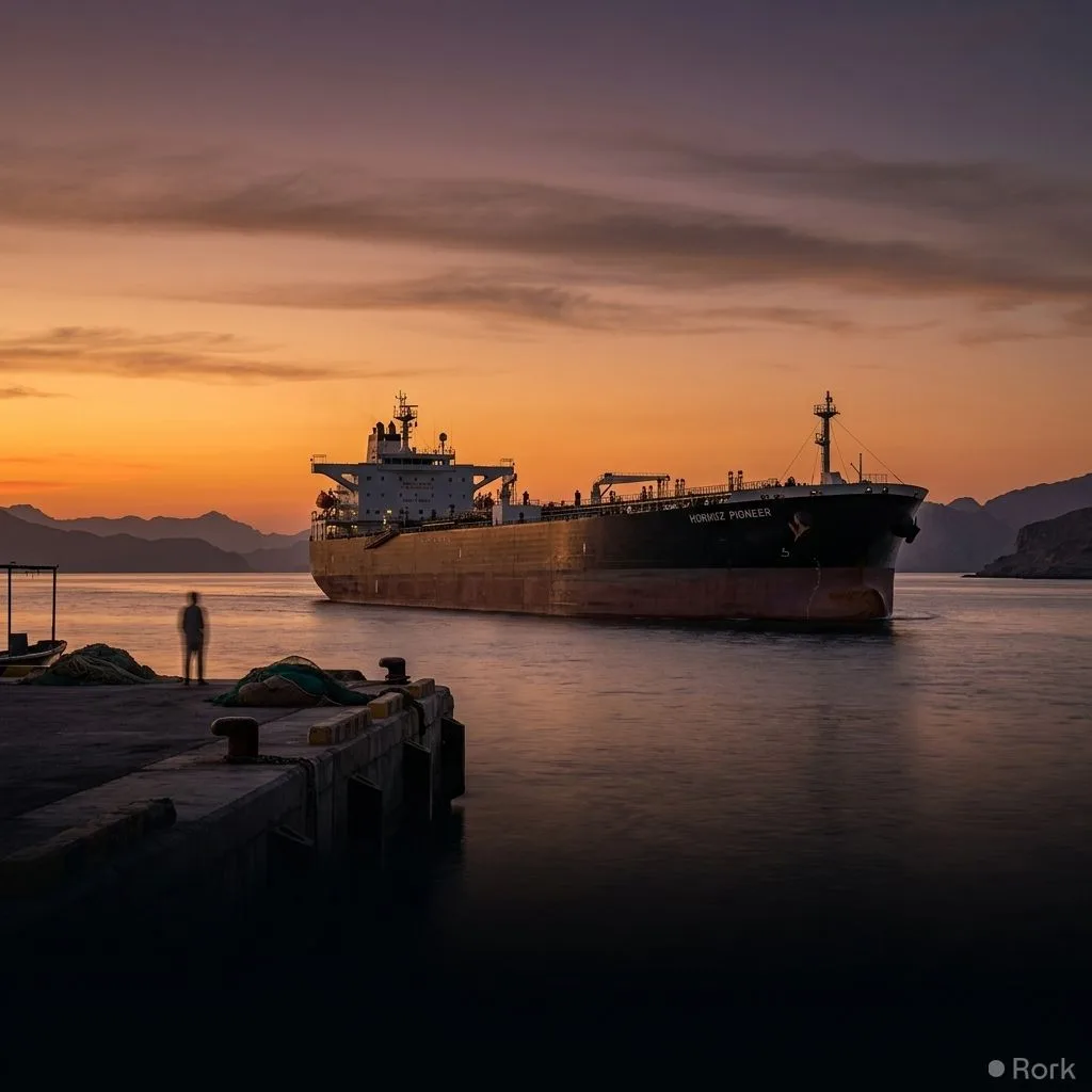 AI-generated illustration: Gulf States Back Plan to Let Iran Collect Fees for Hormuz Passage Oil Prices Continue to Fall Tensions Remain High