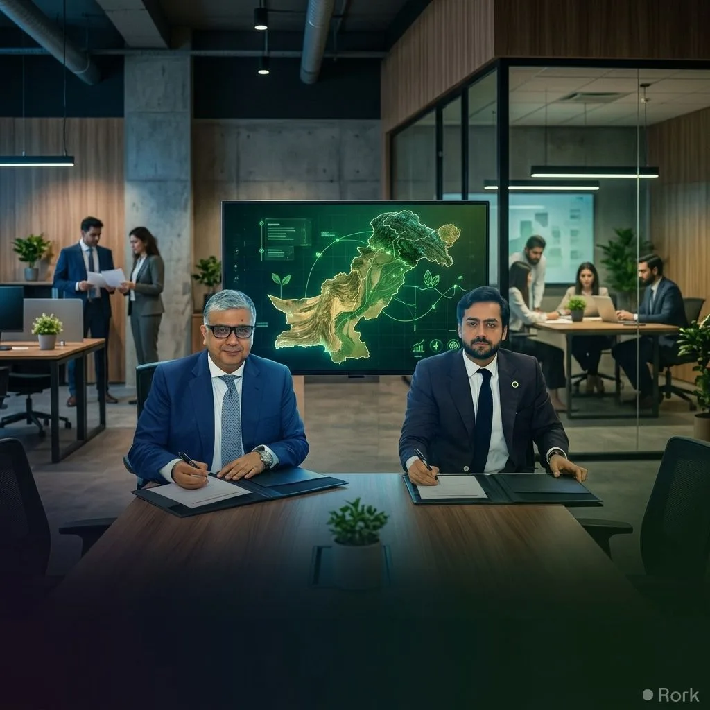 AI-generated illustration: Bank Alfalah Joins Forces with Ahya Technologies for Sustainable Finance