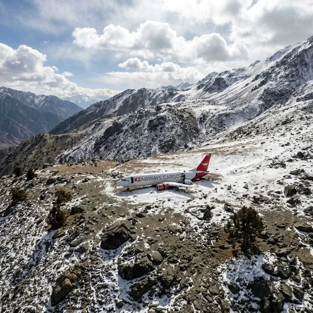 AI-generated illustration: Global Experts Join K2 Airways Crash Wreckage Search