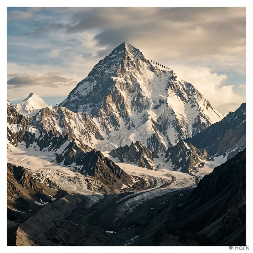 AI-generated illustration: Pakistani Mountaineers Conquer 6,050-Meter Thalo Zom Peak