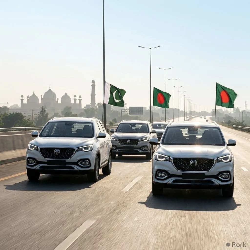 AI-generated illustration: Pakistan Exports 5,000 Locally Assembled MG Cars to Bangladesh