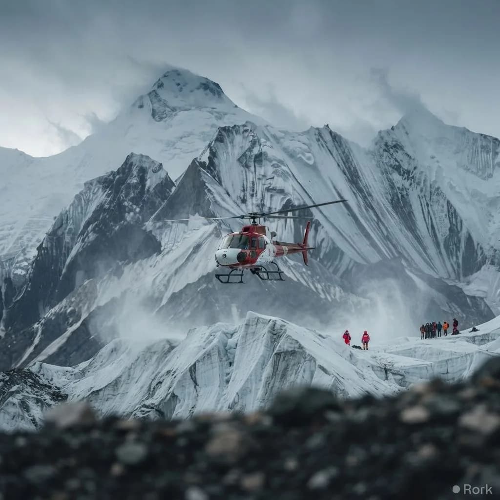 AI-generated illustration: 8 Climbers' Remains Recovered After Broad Peak Avalanche