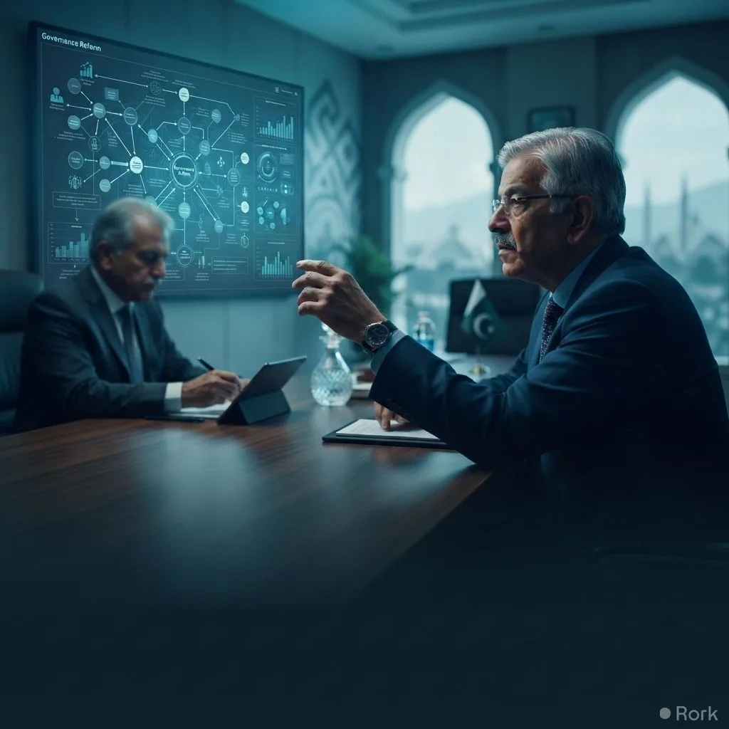 AI-generated illustration: Khawaja Asif Urges Mohsin Naqvi to Initiate Governance Reforms via Interior Ministry