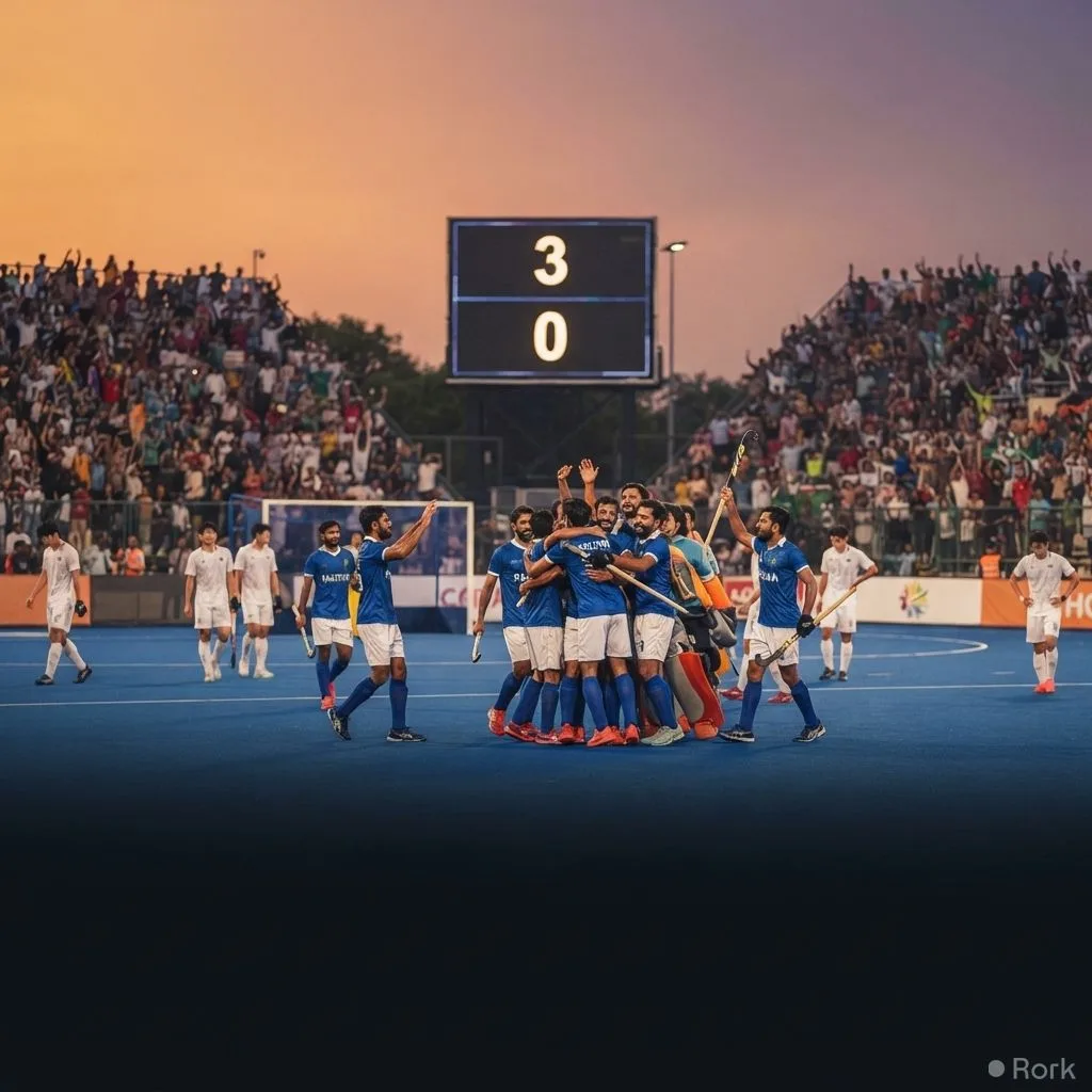 AI-generated illustration: Pakistan Crushes South Korea 3-0 in Second Test Hockey Match