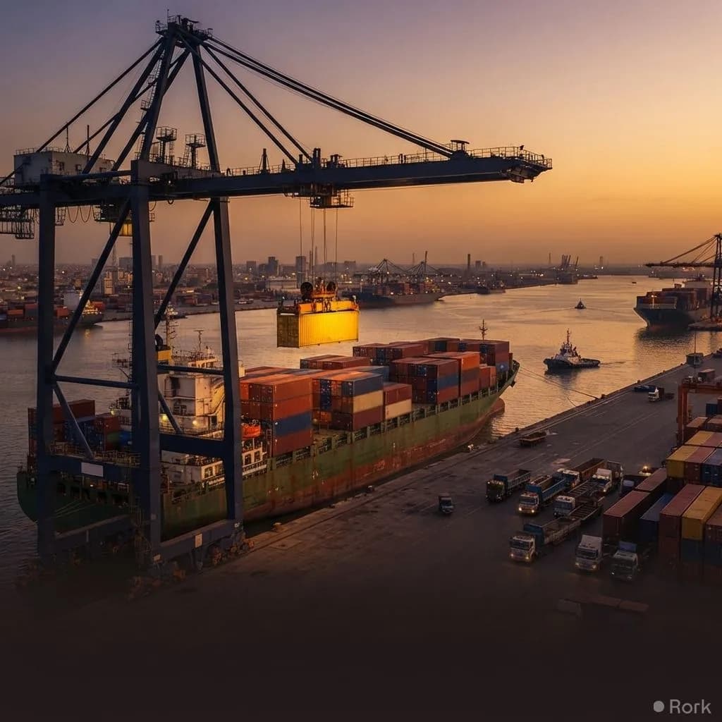 AI-generated illustration: Karachi Port Trust Breaks Cargo Record, Handled 55.44 Million Tons in 2026