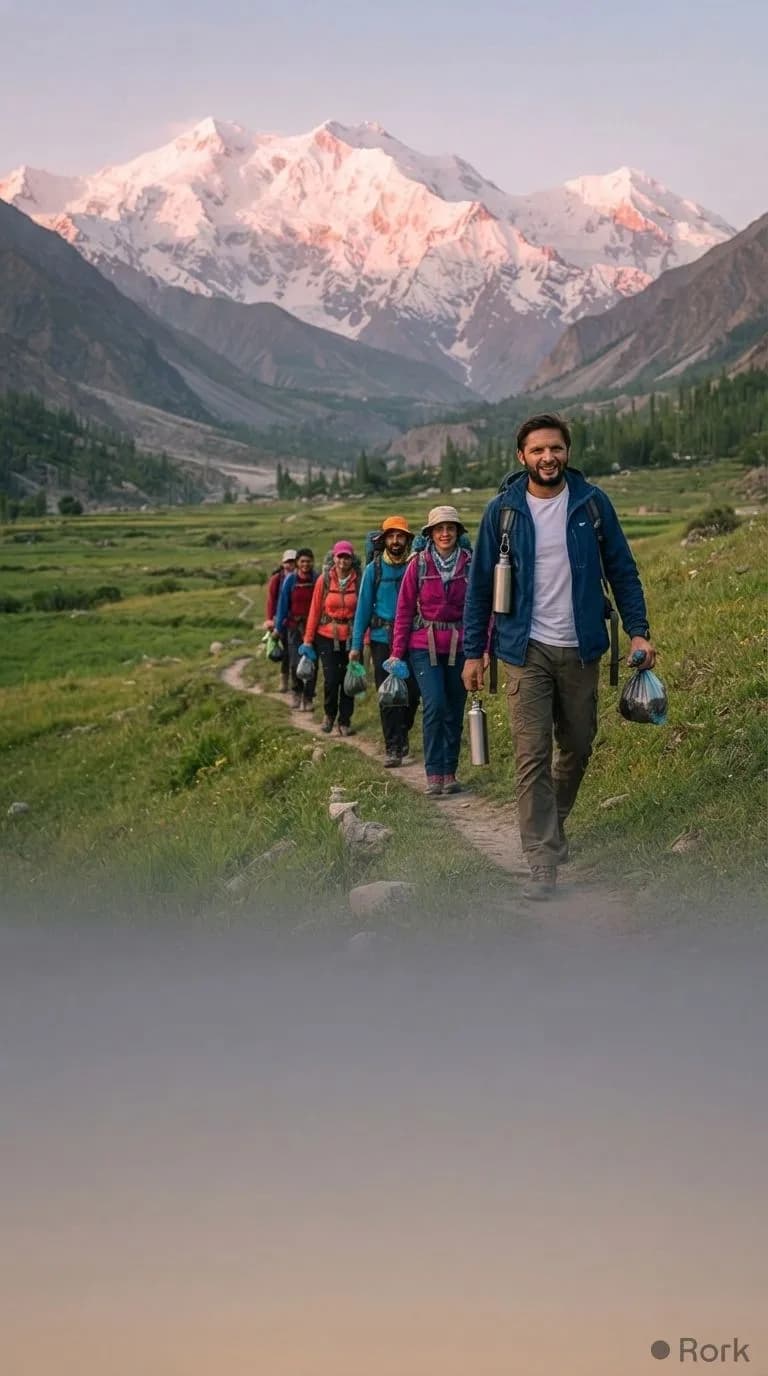 AI-generated illustration: Shahid Afridi Urges Tourists to Preserve Pakistan’s Northern Beauty