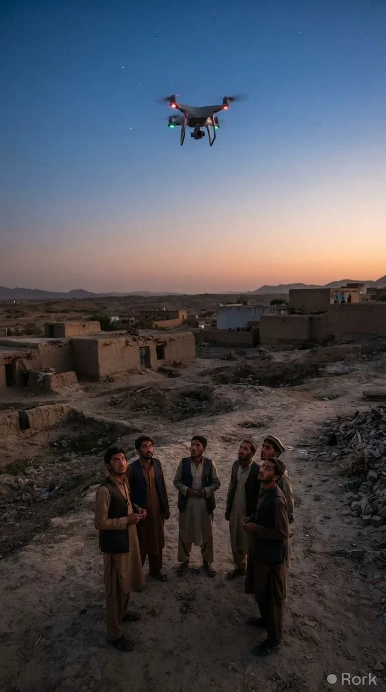 AI-generated illustration: South Waziristan Residents Urge End To Nighttime Gunfire, Quadcopter Flights